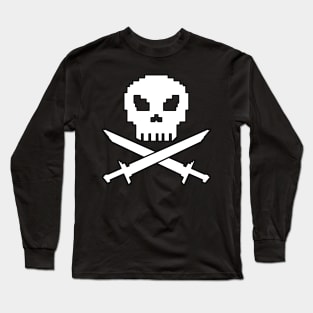 8Bit Video Gamer Pirate Skull Long Sleeve T-Shirt